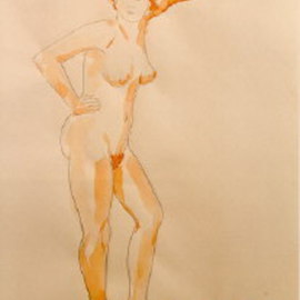 Amit Bar: 'Standing nude', 1999 Other Painting, nudes. Artist Description:   Standing nude          ...