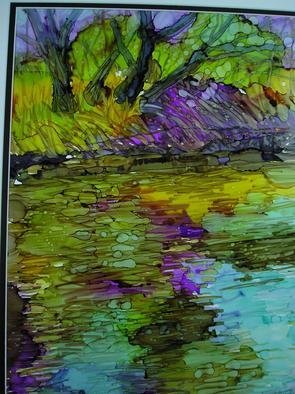 Andree Lisette Herz: 'riverrun', 2013 Ink Painting, nature.                                 . alcohol ink  painted with q tips on yupo                                           ...