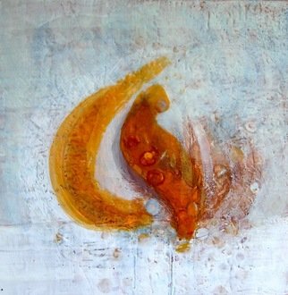 Antoaneta Hillman: 'Gost wish', 2011 Encaustic Painting, Abstract.                    encoustic, painting, withe, gold leaf, blue, violet                  ...