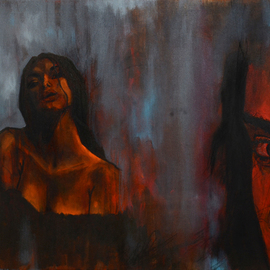Aazaad Prerna: 'PIPASA', 2015 Acrylic Painting, Figurative. Artist Description:  woman, girl, lady, red, erotic, beautiful ...