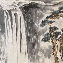 Chongwu Ao: 'sh56 pine trees and water', 2020 Ink Painting, Landscape. Artist Description: Original Abstract Ink Painting On The Rice Paper. Freedom your true feelings is the portrayal of my artworks. It shows Asian cultural elements and humanistic spirit and is magnificent, open, natural, and has no limit. ...