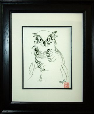 Environmental Artist Apollo: 'The Wise One', 2012 Other Painting, Animals.  Chinese Brush stroke Art also called Sumi Art by Apollo.  The Great Owl iconizedfor its silent wisdomFramed dimensions 21. 5 x 25. 5A tribute to Mom, Apollos mother was a very well know Fine Arts Ceramics her name was Katherine Harmon.  She received numerous Awards.  She is in the the...