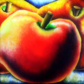 Katie Puenner: 'Apple Hearts', 2014 Oil Painting, Fauna. Artist Description:  This original oil on canvas is impressionistic in style and vibrant in color. This gallery wrapped, one of a kind painting would make a great addition to any home or office. ...