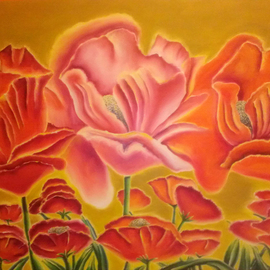 Katie Puenner: 'Poppy Party', 2015 Oil Painting, Fauna. Artist Description:     This original oil on canvas is illustrative in style and vibrant in color. This gallery wrapped, one of a kind painting would make a great addition to any home or office.    ...