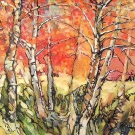Maria Natoli: 'birch forest', 2016 Oil Painting, Landscape. 