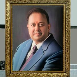 Brijesh Bhavsar: 'chairman portrait', 2023 Oil Painting, Figurative. Artist Description: One of the chairperson portraits paintings ...