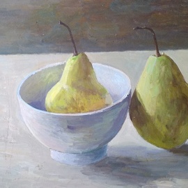 Igor Matselik: 'pears', 2020 Oil Painting, Still Life. Artist Description: oil, cardboard...