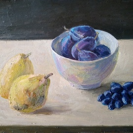 Igor Matselik: 'pears', 2020 Oil Painting, Still Life. Artist Description: oil, cardbord...