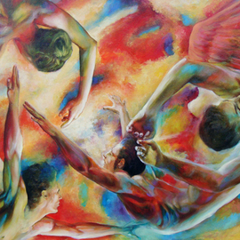 Danko Merin: 'mysterious flame of anima 1', 2017 Other Painting, Figurative. Artist Description: The art painting is done in the traditional oil on canvas technique. In contrast to the warm and cool tones, it follows a spiral of Golden ratio that complements the dance of colour and body in the composition of the painting. ...