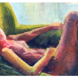 Ashley Hancock: 'Reclining Nude ', 1998 Oil Painting, nudes. Artist Description: oil on canvas...
