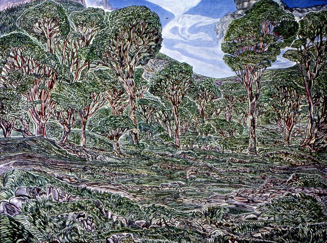 Artist Austen Pinkerton. 'Forest Glade' Artwork Image, Created in 1991, Original Painting Ink. #art #artist