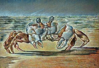 Austen Pinkerton: 'ghost crab', 2021 Pastel, Animals. Where we go on holiday. . . Dalyan in Turkey, the beaches have these tiny crabs that live in holes in the sand and chase the surf.Astrologically my birthday is on July 17th, which makes me a aEUR~double canceraEURtm. . . cancer ascendant, and cancer sun sign. The symbol for cancer is the ...