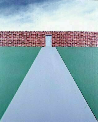Austen Pinkerton: 'wall with door', 1973 Acrylic Painting, Landscape. 
