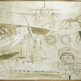 Jose Cardoso Artwork Aviation, 2001 Acrylic Painting, Aviation