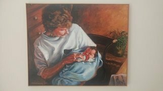 John Threadgill: 'nany', 2020 Acrylic Painting, Naturalism. Grandmother wit new grandaughter...