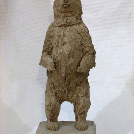 Claudio Barake: 'GRIZZLY BEAR', 2014 Mixed Media Sculpture, Animals. Artist Description:  SOLID PAPIER MACHE SCULPTURE, USING RECYCLED CARDBOARD BOX PAPER. PEROBAWOOD BASE.     ...