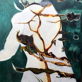 Becky Soria: 'arboreum absolution', 2019 Acrylic Painting, Abstract Figurative. Artist Description: Looking at the long tradition relation between humans and plants...