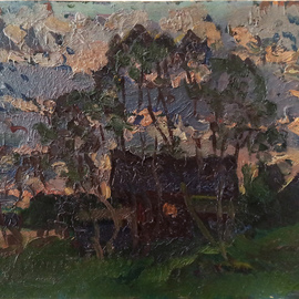 Sergey Belikov: 'autumn evening', 1979 Oil Painting, Landscape. Artist Description: Original painting on cardboard...