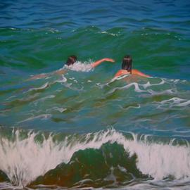 Two Swimmers II By Bessie Papazafiriou