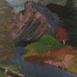 Michelle Irvine: 'mountain', 2017 Acrylic Painting, Landscape. Artist Description: Mountains and a river. Fall colors. ...
