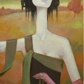 Beata Wrzesinska: 'Morning', 2022 Oil Painting, Portrait. Artist Description: The picture in the spirit of Art Nouveau, the figure of a woman has a symbolic meaning ...