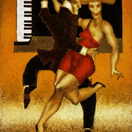 two dancers in front of piano  By Steven Lamb