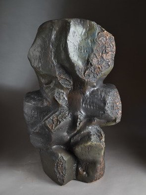 Robert Pulley: 'composition in black', 2019 Clay Sculpture, Abstract. This robust human scale abstract sculpture possesses mystery and strength.  It looks great in a garden setting as well as in doors. ...