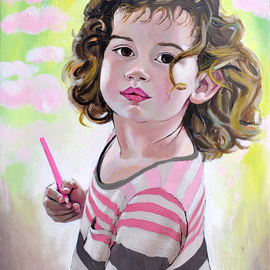 Brikena Berdo: 'Amber', 2018 Oil Painting, Portrait. Artist Description: Portrait in oil of my 3 years old niece, Amber. ...