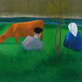Brikena Berdo: 'aside lana river', 2006 Oil Painting, Figurative. 