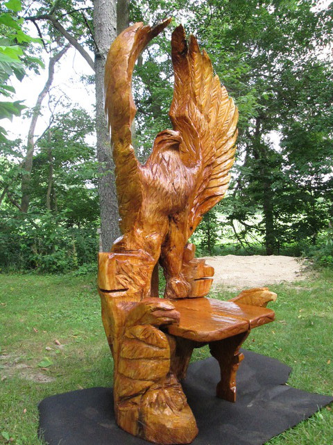 Artist Von Nicholson. 'Eagle Chair' Artwork Image, Created in 2016, Original Woodcut. #art #artist