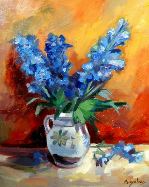Artist Calin Bogatean. 'Cornflowers' Artwork Image, Created in 2011, Original Painting Oil. #art #artist