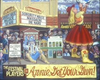 Carol Griffith: 'Parade Series Local Theater', 1996 Oil Painting, Americana. Thise is one painting of 8 paintings that create the parade of the Parade Series, 376