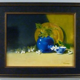 Dennis Chadra: 'Blue Vase With  Rice Bowl', 2011 Oil Painting, Still Life. Artist Description:  Blue Vase, Rice Bowl, Still Life, Oil on panel, ...
