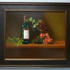 Dennis Chadra: 'Green Compote With Grapes and Roses', 2011 Oil Painting, Still Life. Artist Description:  Green Compote, Grapes, Roses, Still Life, Oil on Linen, ...