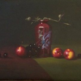 Dennis Chadra: 'Oriental Vase With David Leffel Crab Apples', 2011 Oil Painting, Still Life. Artist Description:  Oriental Vase, David Leffel, Crab Apples, Oil, Linen,                   ...
