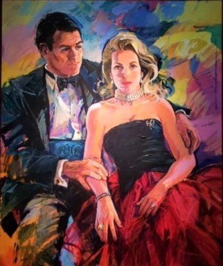Doyle Chappell: 'lotsie and rick', 1995 Acrylic Painting, Portrait. The vibrant colors, energetic brush work, as well as the loose open areas lend a life force to this painting that seems to move and breath.  The relaxed yet formal attire give a elegant and sensuous presentation of these two dynamic personalities.  Their love for each other is clearly a ...