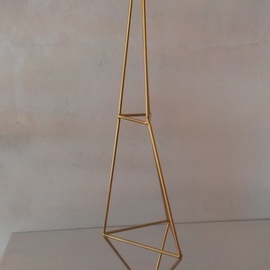 Charles Mctheeney: 'The Pinnacle', 2018 Steel Sculpture, Abstract. Artist Description: Welded steel in gold on marble 32 H 8 W...