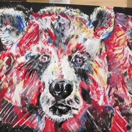 Chris Cooper: 'Bear Painting', 2012 Acrylic Painting, Portrait. Artist Description: Painting, on wood, ...