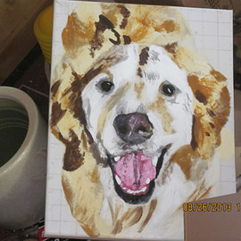 Chris Cooper: 'GoldenDoodle', 2013 Acrylic Painting, Portrait. Artist Description:    Dog, portrait, animal         ...