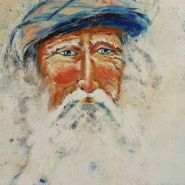 Christian Mihailescu: 'old man with a turban', 2019 Acrylic Painting, Figurative. Artist Description: Old man with a turban and blue eyes. ...