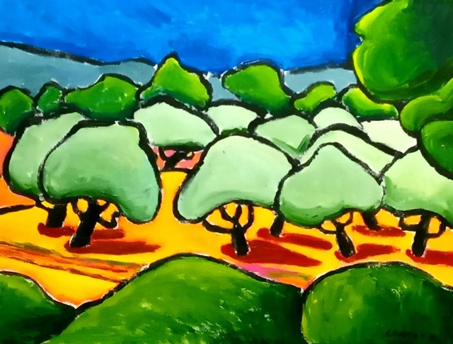 Krisztina Lantos  'Olive Grove Near Lourmarin', created in 2023, Original Painting Acrylic.