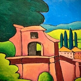 Krisztina Lantos: 'perugia', 2019 Acrylic Painting, Landscape. Artist Description: Old city gate of Perugia, Italy with the surrounding countryside. ...