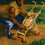 Man Tending Baby By Lucille Coleman