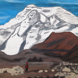Lena Jones: 'Bear in the mountan', 2015 Acrylic Painting, Landscape. Artist Description:   Inspired by  beautifull mountainscapes and my long family line of mountain climbing i did this of Mount Everest. If you look closely you can spot the bear made as part of the mountain. Allot of meaning behind this painting! Done in acrylic on canvas ...