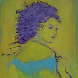 Crina Iancau: 'Woman In Blue', 2016 Oil Painting, Portrait. Artist Description:  portrait, woman, Art deco, abstract, music...