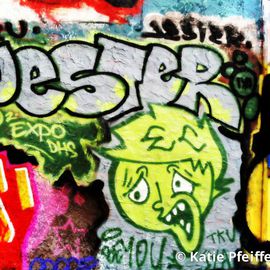 Katie Pfeiffer: 'Graffiti Wall Number Three Jester', 2014 Color Photograph, Urban. Artist Description:            Part  of a  series- this is a  graffiti wall I took a photograph of  and then digitally altered.  (c) Katie Pfeiffer 2014All Rights ReservedPrints available                                                                ...