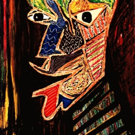 Dan Beers Moreno: 'Alien Nietzsche', 1992 Other Painting, Portrait. Artist Description:  Nietzsche, alien, painting, dan beersNietzsche, alien, paintings, dan beers ...