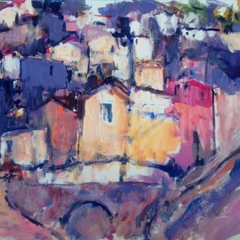 Daniel Clarke: 'manarola', 2017 Acrylic Painting, Landscape. Artist Description: Manarola Italy is reputed to be the most colorful city in the world.  Set on a rugged cliff this is a most inspirational city to paint.  Acrylic on board.  Artist will sign the work when sold...