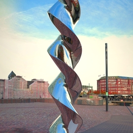 Daniel Kei Wo: 'continuum2', 2019 Steel Sculpture, Abstract. Artist Description:  Continuum  spirals upward, a mirror- finish sculpture that twists reality, bending the light and space around it. Reflecting the surroundings, it invites viewers to contemplate the fluidity of time and the seamless flow of life s moments. Through this work, I wish to offer a space for reflectionaEUR