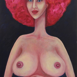 Dariusz Bernat: 'mona luisa', 2015 Oil Painting, nudes. Artist Description: Mona Luisa, pink, big, breast, white, woman, nude...